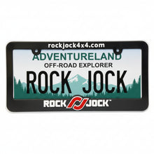 Load image into Gallery viewer, RockJock License Plate Frame Black Plastic w/ Red and White primary product photo