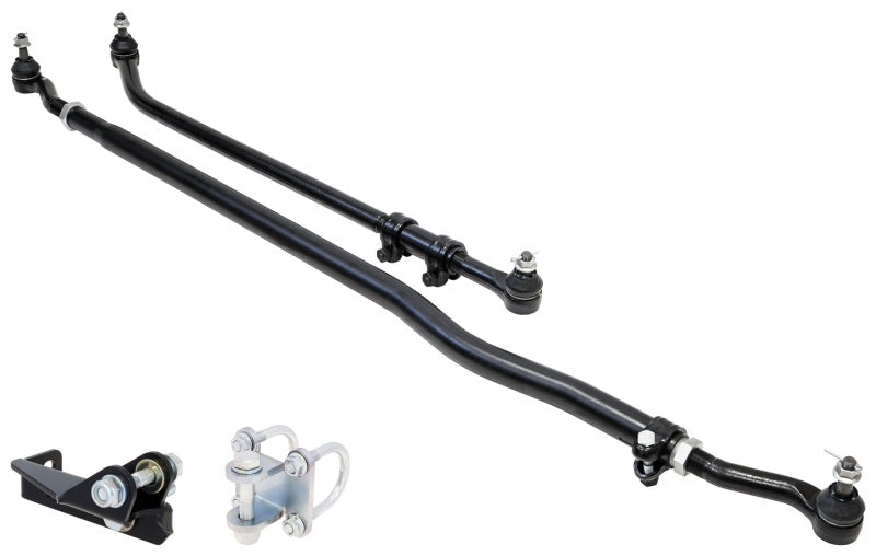 RockJock JL/JT Currectlync Steering System Forged Drag Link 42mm Tie Rod Tube w/Stabilizer Brackets - Black Ops Auto Works