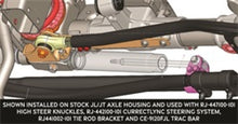 Load image into Gallery viewer, RockJock JL/JT Currectlync High Steer Trac Bar and Steering Stabilizer Shock Relocation Bracket technical dimension drawing