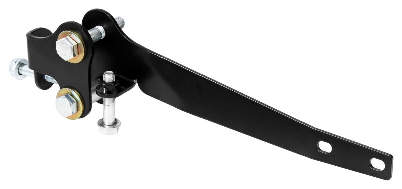 RockJock JL/JT Currectlync High Steer Trac Bar and Steering Stabilizer Shock Relocation Bracket unmounted component detail view