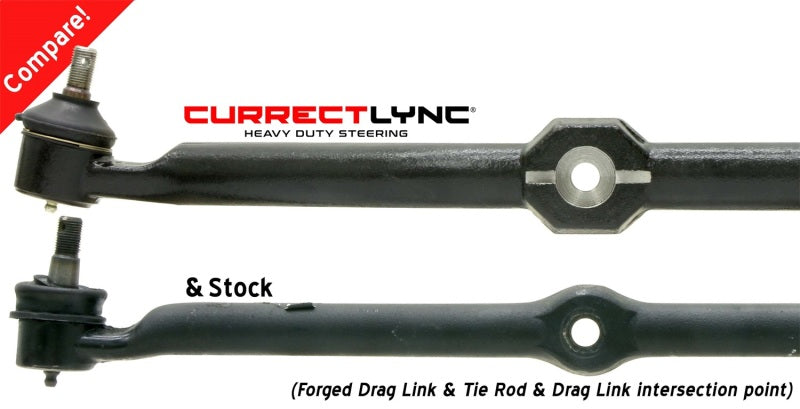 RockJock TJ/LJ/XJ/MJ Currectlync Steering System Bolt-On w/ 1 1/4in Dia. Tie Rod/Forged Drag Link - Black Ops Auto Works