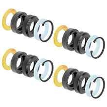 Load image into Gallery viewer, RockJock CE-9112RK-BDL-4P Johnny Joint 2-inch standard rebuild kit four-pack, exploded layout of four rebuild assemblies