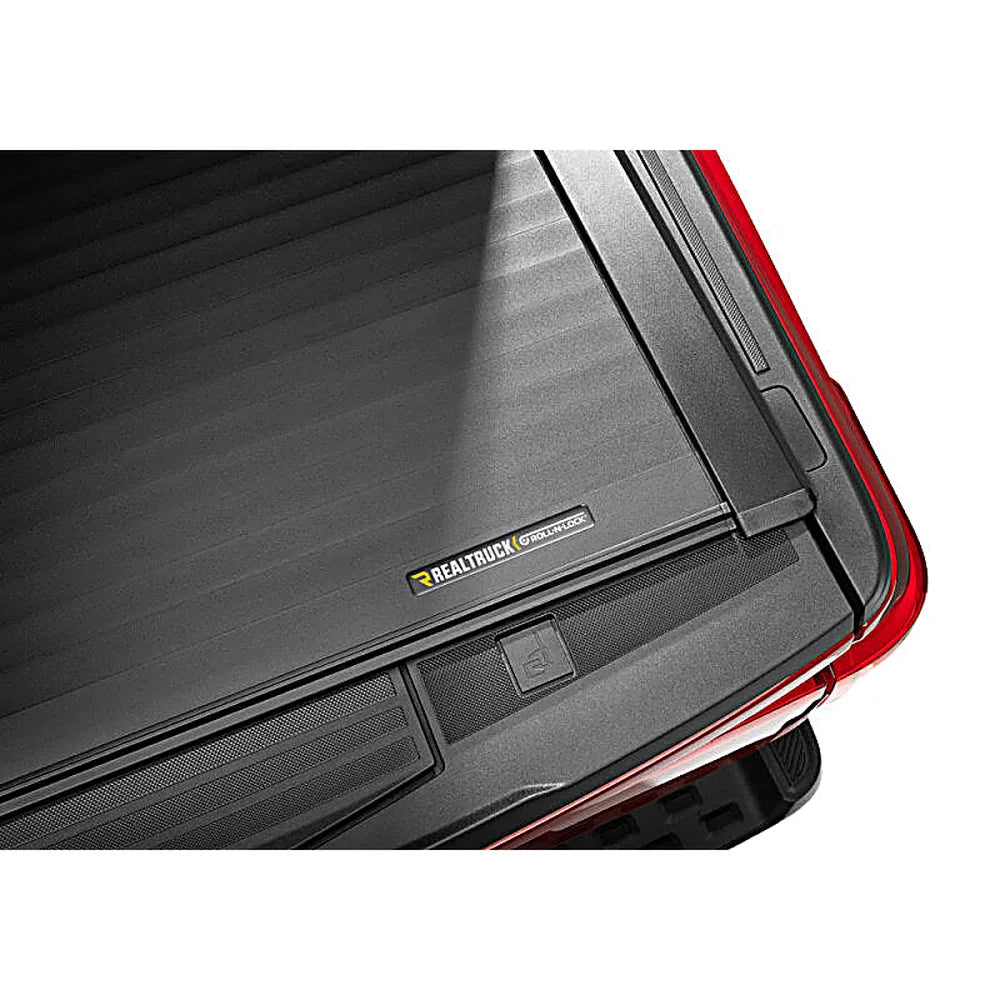 Roll-N-Lock 2021 Ford F-150 67.1in A-Series Retractable Tonneau Cover corner latch close-up