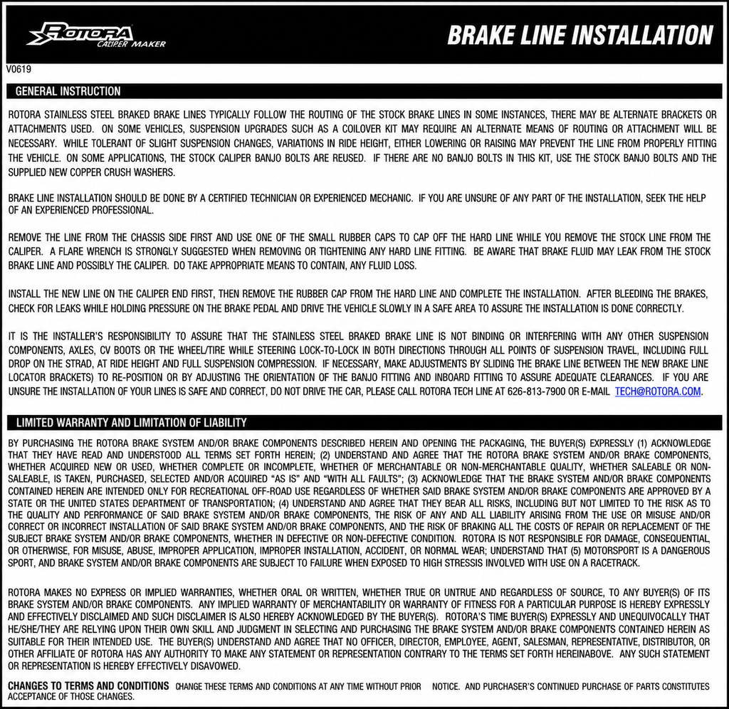 Rotora DOT compliant rear brake lines for 2011-2023 Dodge Durango tested to 3500 PSI for reliable braking