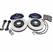 Load image into Gallery viewer, HDTrackhawkSRT-380x32 Rotora HD Challenge Brake Kit Blue Drilled