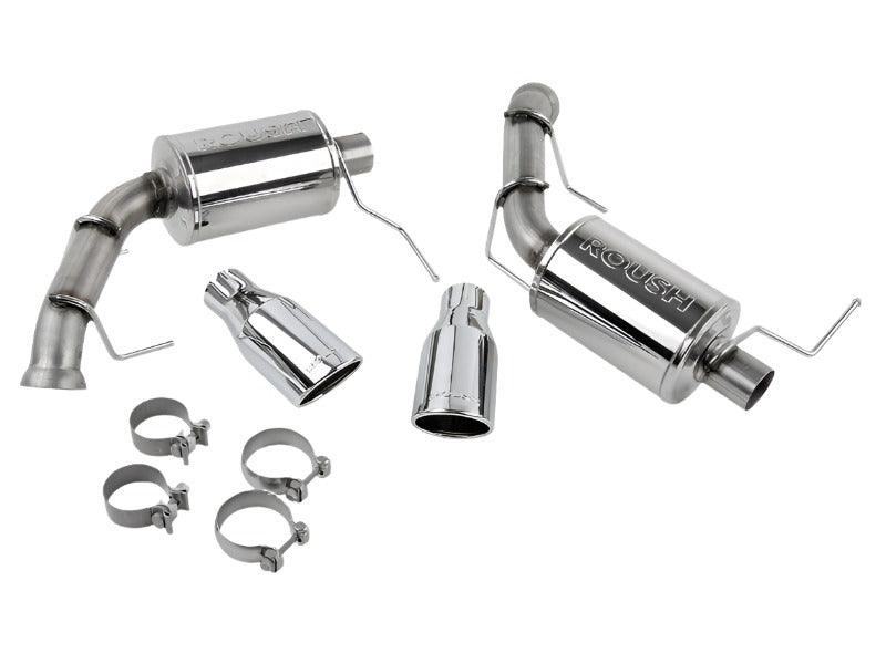 ROUSH 2011-2014 Ford Mustang V6 Enhanced Sound Dual Axle-Back w/ Round Tips - Black Ops Auto Works