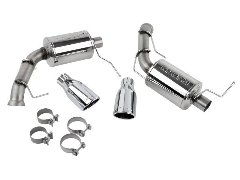 ROUSH 2011-2014 Ford Mustang V8 Enhanced Sound Dual Axle-Back w/ Round Tips - Black Ops Auto Works