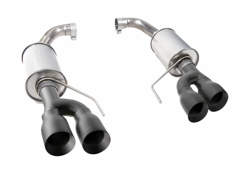 Roush 422097-BLK black-tip axle-back exhaust for 2018-2025 Mustang GT, diagonal studio layout