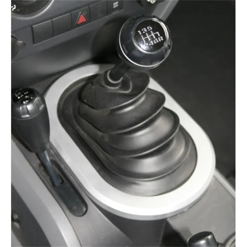 Rugged Ridge 07-10 Jeep Wrangler JK w/ Manual Transmission Silver Shifter Bezel Trim - Black Ops Auto Works