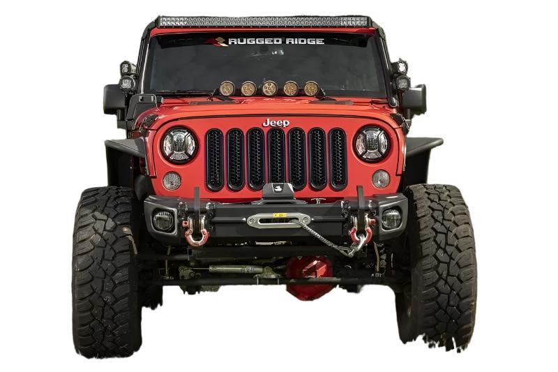 Rugged Ridge 07-18 Jeep Wrangler JK Arcus Front Bumper Set w/Tray & Hooks - Black Ops Auto Works