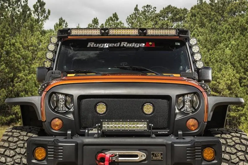 Rugged Ridge 07-18 Jeep Wrangler JK Elite Fast Track Windshield Light Bar Mount w/ Crossbar - Black Ops Auto Works