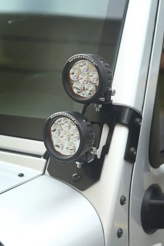 Rugged Ridge 07-18 Jeep Wrangler JK Semi-Gloss Black A Pillar Light Mount - Black Ops Auto Works