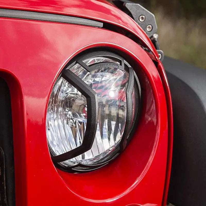 Rugged Ridge 07-18 Jeep Wrangler JK/JKU Textured Black Elite Headlight Euro Guards - Black Ops Auto Works