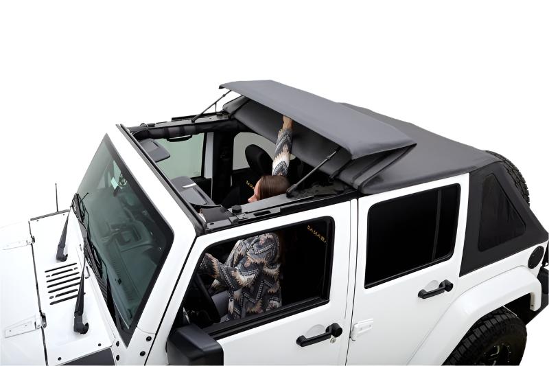 Rugged Ridge 07-18 Jeep Wrangler JKU 4 Dr Black Diamond Stitch Cloth Voyager Top - Black Ops Auto Works