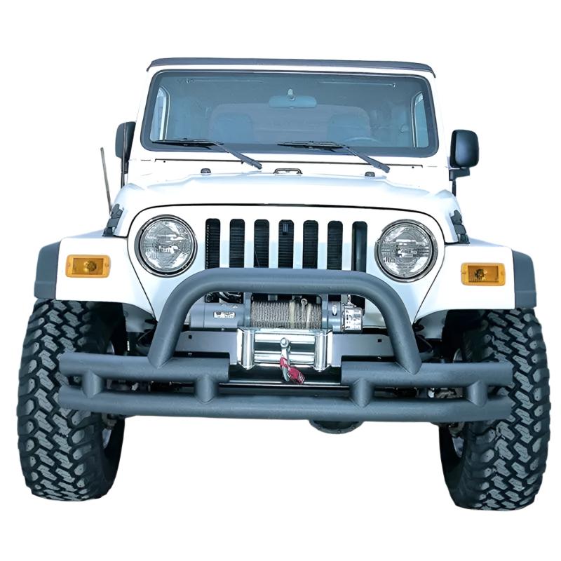 Rugged Ridge 3-In Dbl Tube Front Winch Bumper w/Hoop 76-06 Models - Black Ops Auto Works