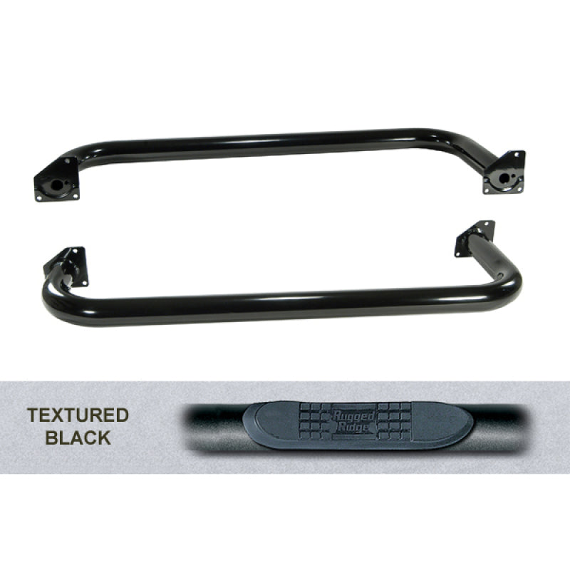 Rugged Ridge 3-In Round Side Step Black 97-06TJ - Black Ops Auto Works