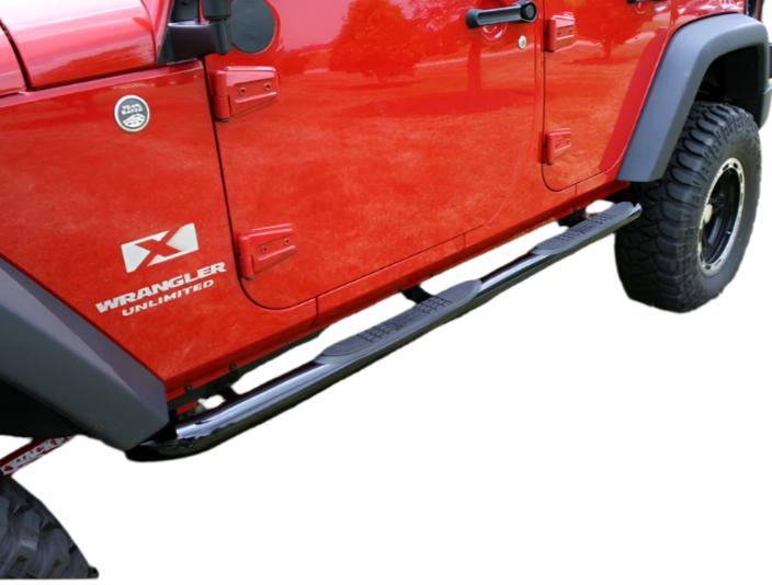 Rugged Ridge 3-In Round Side Steps Black 07-18 4-Door Jeep Wrangler - Black Ops Auto Works