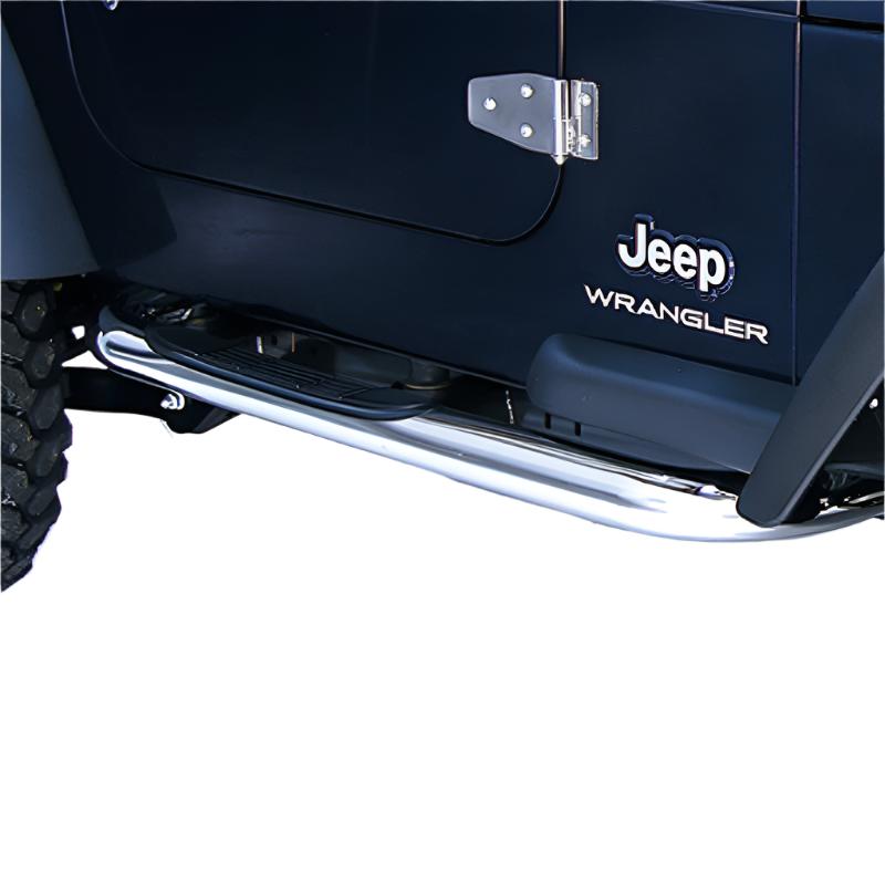 Rugged Ridge 3-In Round Tube Steps SS 97-06TJ - Black Ops Auto Works