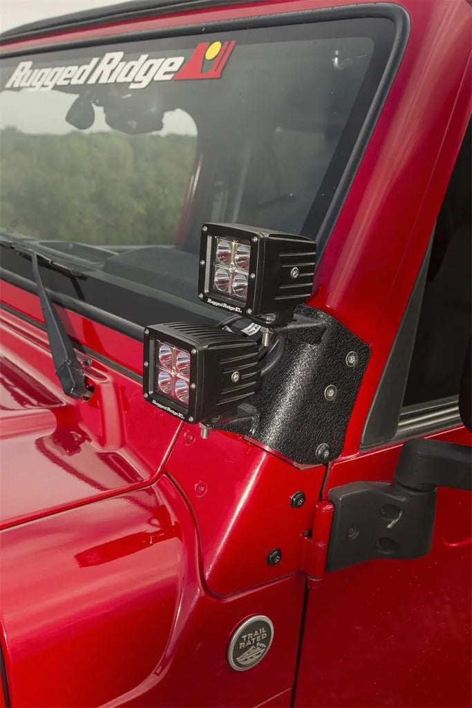 Rugged Ridge 97-06 Jeep Wrangler TJ Textured Black Dual A-Pillar Light Mount - Black Ops Auto Works