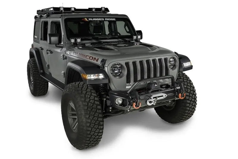 Rugged Ridge Arcus Front Bumper Tube Overrider Black 18-20 Jeep Wrangler JL - Black Ops Auto Works