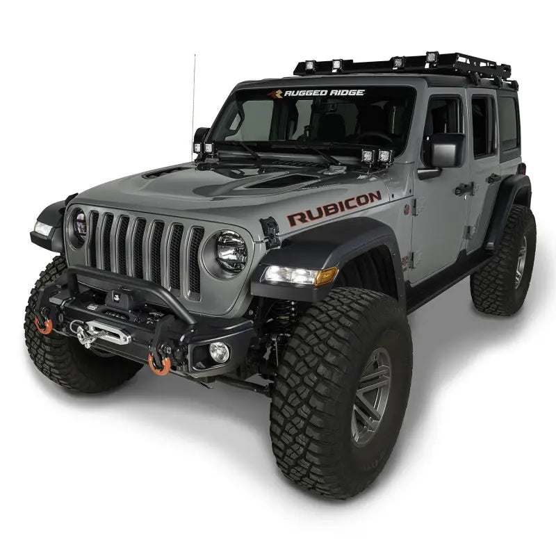 Rugged Ridge Arcus Front Bumper Tube Overrider Black 18-20 Jeep Wrangler JL - Black Ops Auto Works