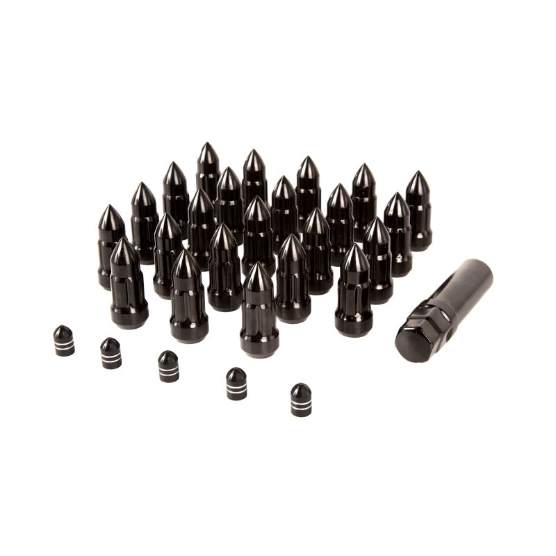 Rugged Ridge Bullet Lug Nut and Valve Stem Cap Kit Black 1/2-20 - Black Ops Auto Works