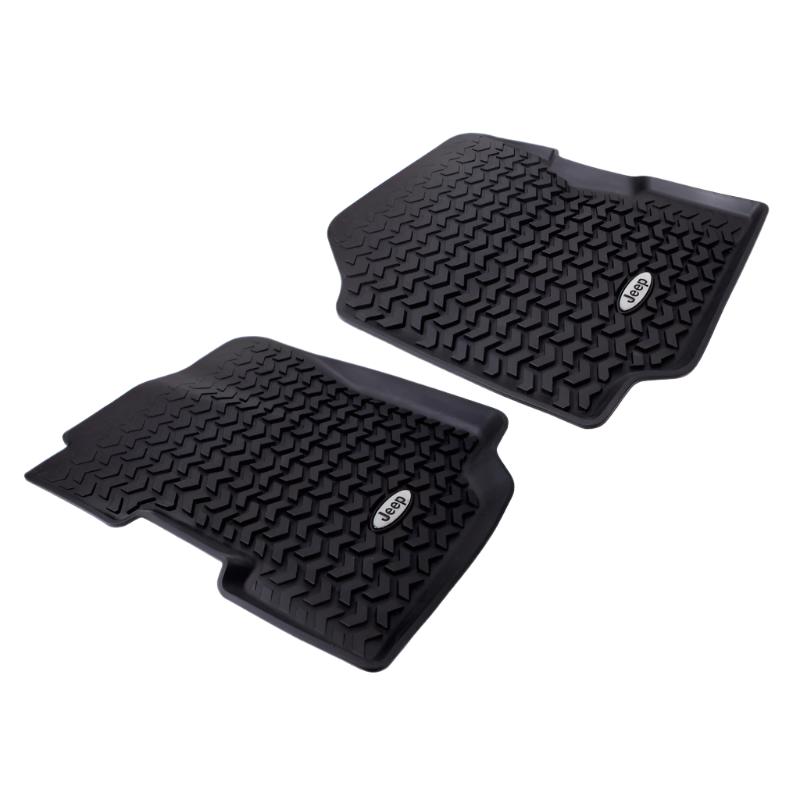Rugged Ridge Floor Liner Front Black 1976-1995 Jeep Logo CJ-7 / CJ-8 / Jeep Wrangler YJ - Black Ops Auto Works