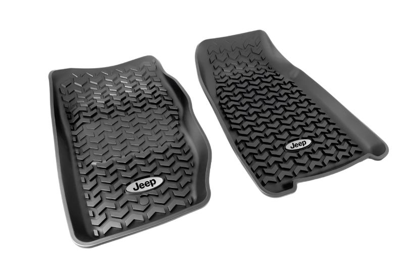 Rugged Ridge Floor Liner Front Black 1984-2001 Jeep Logo Cherokee XJ - Black Ops Auto Works