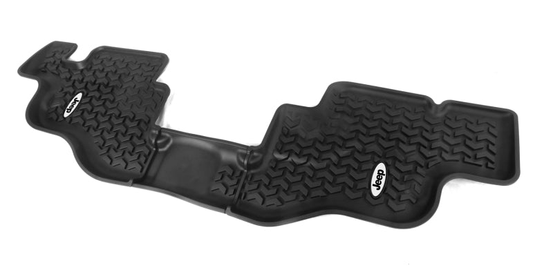 Rugged Ridge Floor Liner Rear Black 1976-1986 Jeep Logo CJ-7 87-95 Jeep Wrangler YJ - Black Ops Auto Works