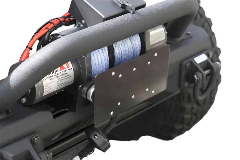 Rugged Ridge Front Hawse Fairlead License Plate Mounting Bracket - Black Ops Auto Works