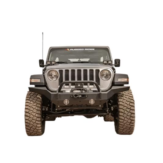 Rugged Ridge HD Bumper Full Width Front 07-18 Jeep Wrangler JK 18-20 Jeep Wrangler JL 2020 JT - Black Ops Auto Works