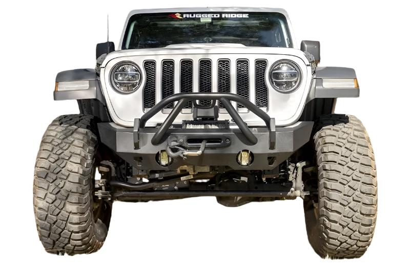 Rugged Ridge HD Bumper Stubby Front 07-18 Jeep Wrangler JK 18-20 Jeep Wrangler JL 2020 JT - Black Ops Auto Works
