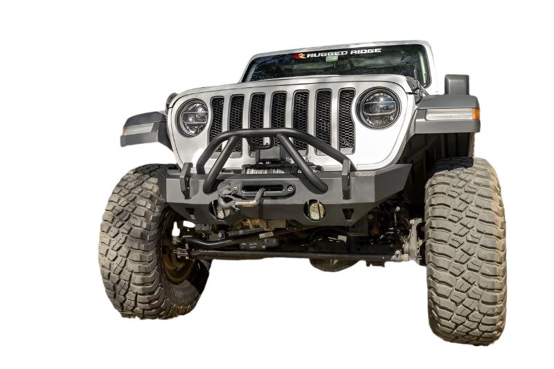 Rugged Ridge HD Bumper Stubby Front 07-18 Jeep Wrangler JK 18-20 Jeep Wrangler JL 2020 JT - Black Ops Auto Works