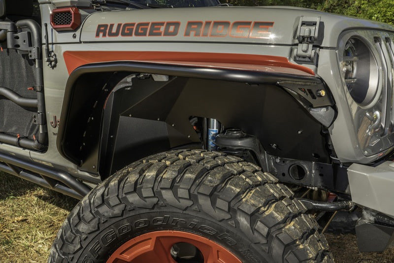 Rugged Ridge Inner Fender Liners Frnt Aluminum Black 18-20 Jeep Wrangler JL - Black Ops Auto Works