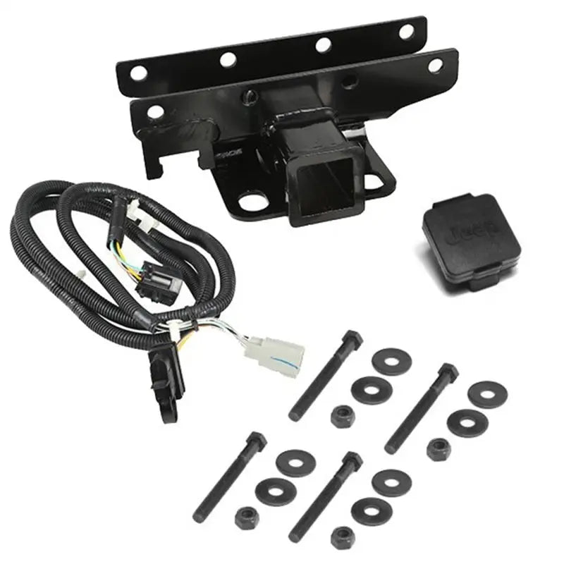 Rugged Ridge Receiver Hitch Kit Jeep Logo 07-18 Jeep Wrangler - Black Ops Auto Works
