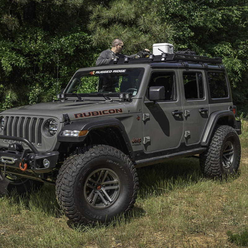 Rugged Ridge Roof Rack with Basket 18-20 Jeep Wrangler JL 4Dr Hardtops - Black Ops Auto Works