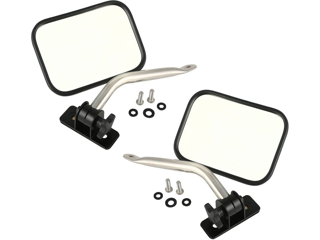 RUG11025.13-Rugged Ridge 97-18 Jeep Wrangler Black Rectangular Quick Release Mirror-Side Mirrors-Rugged Ridge