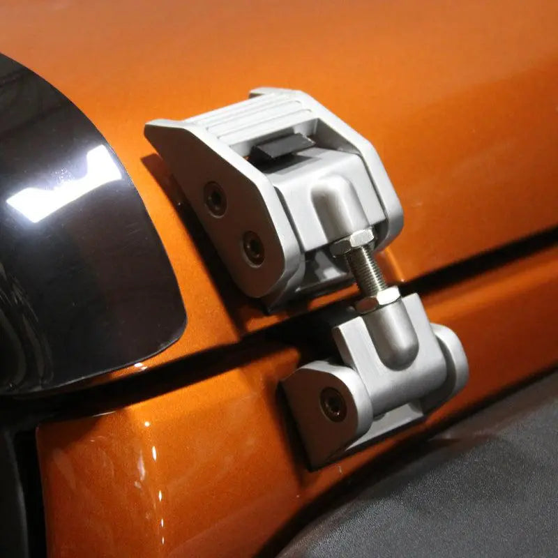 Rugged Ridge 07-18 Jeep Wrangler JK Silver Hood Catch Kit - Rugged Ridge 11116.07