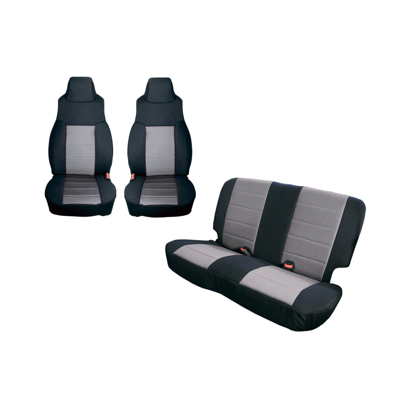 Rugged Ridge Seat Cover Kit Black/Gray 03-06 Jeep Wrangler TJ - Black Ops Auto Works