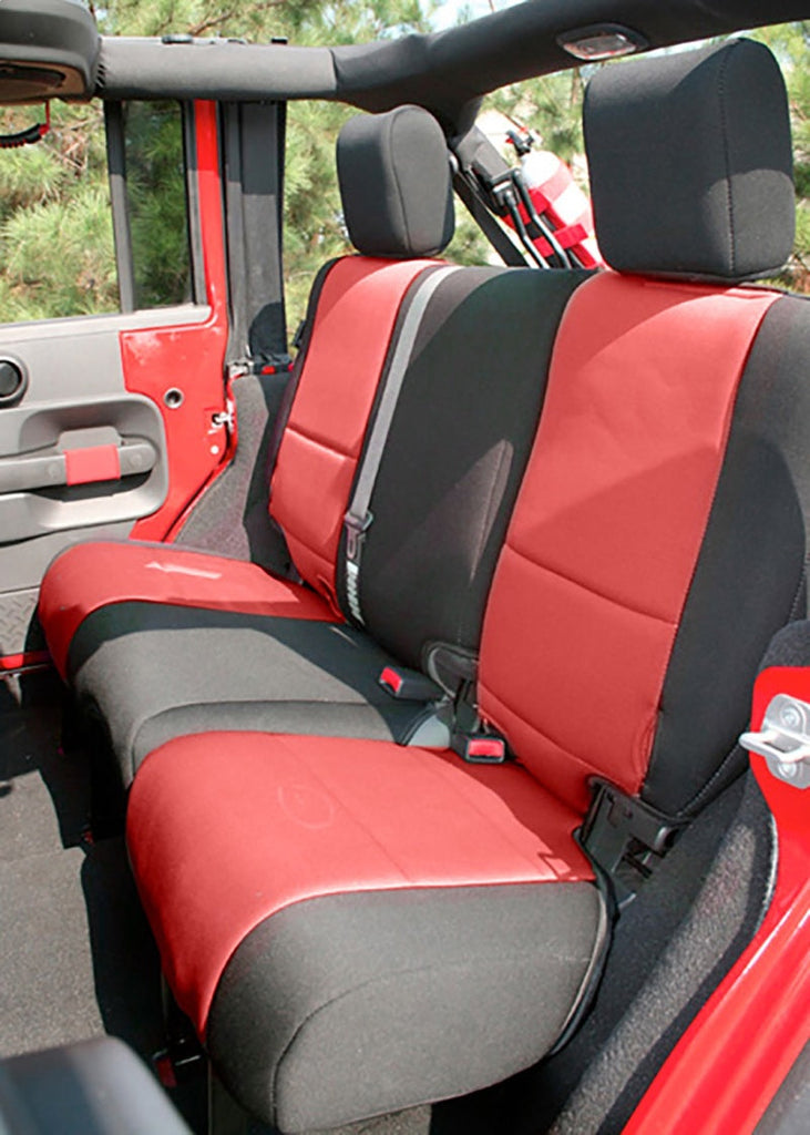 Rugged Ridge Seat Cover Kit Black/Red 07-10 Jeep Wrangler JK 2dr - Black Ops Auto Works