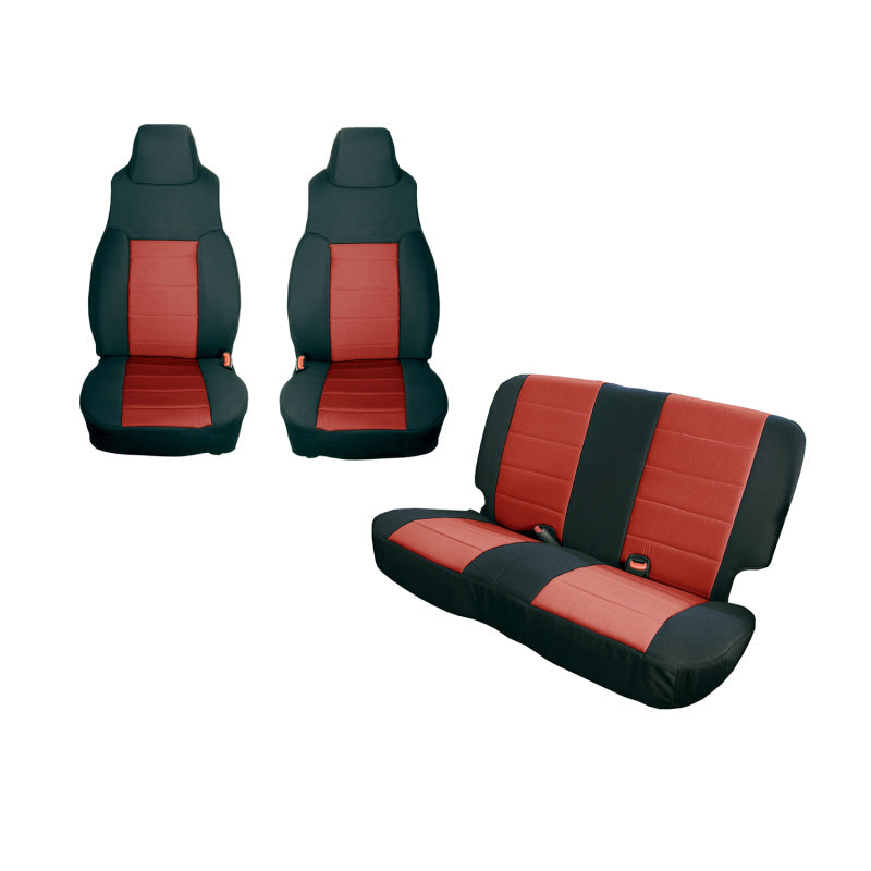 Rugged Ridge Seat Cover Kit Black/Red 97-02 Jeep Wrangler TJ - Black Ops Auto Works