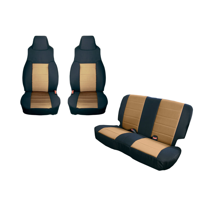 Rugged Ridge Seat Cover Kit Black/Tan 91-95 Jeep Wrangler YJ - Black Ops Auto Works