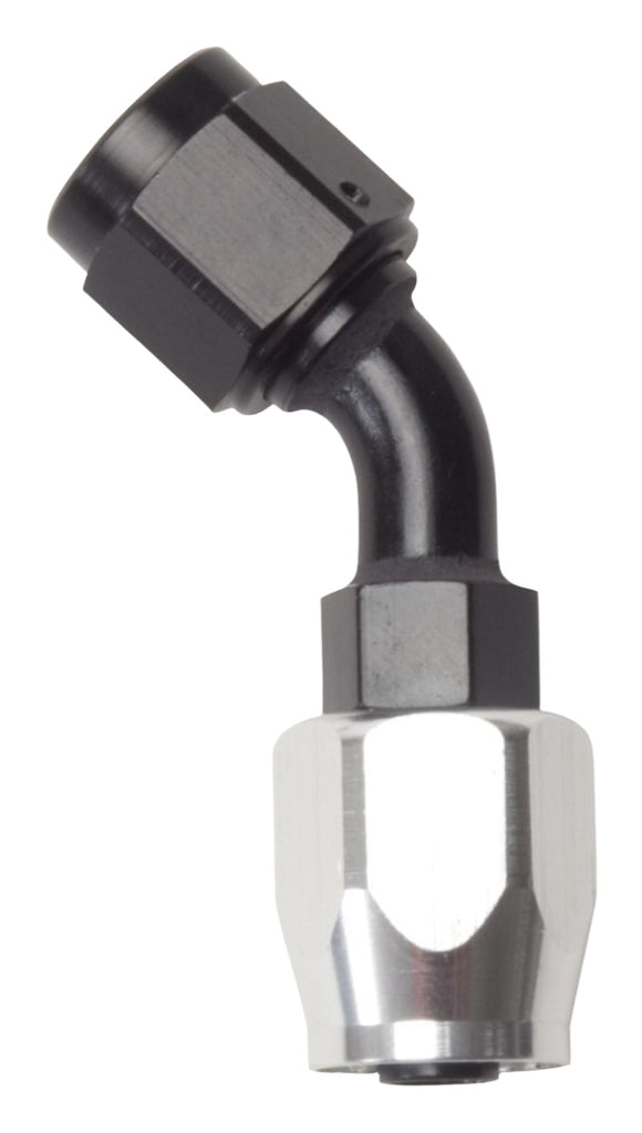 Russell Performance -6 AN Black/Silver 45 Degree Full Flow Hose End - Black Ops Auto Works