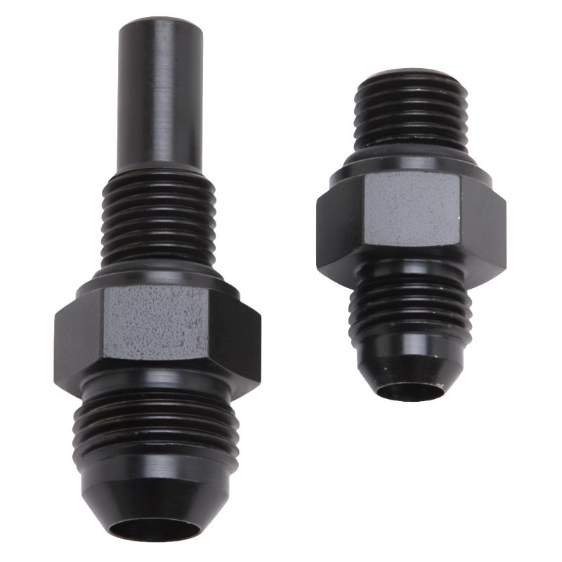 Russell Performance -6 AN to 4L80 Transmission Ports Adapter Fittings (Qty 2) - Black Zinc - Black Ops Auto Works