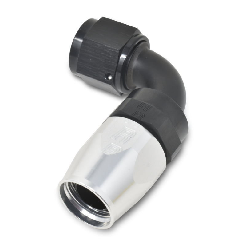 Russell Performance -8 AN Black/Silver 90 Degree Full Flow Hose End - Black Ops Auto Works