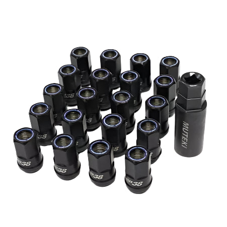 -Wheel Mate Muteki HR50 Open End Lug Nuts - Black w/ Blue Ring 14x1.50-Lug Nuts-Wheel Mate