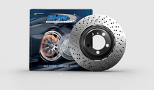 Load image into Gallery viewer, SHW 06-10 BMW M5 5.0L Left Front Cross-Drilled Lightweight Brake Rotor (34112282805) - Black Ops Auto Works