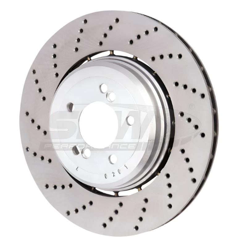 SHW 06-10 BMW M5 5.0L Left Rear Cross-Drilled Lightweight Brake Rotor (34212282807) - Black Ops Auto Works