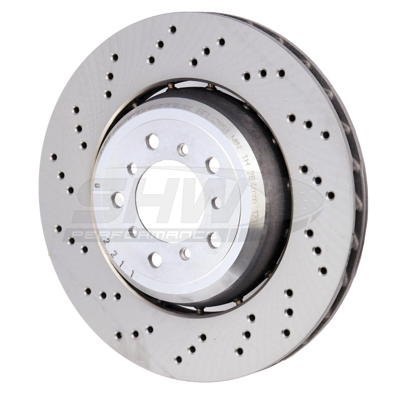 SHW 08-13 BMW M3 4.0L Left Front Cross-Drilled Lightweight Brake Rotor (34112283801) - Black Ops Auto Works