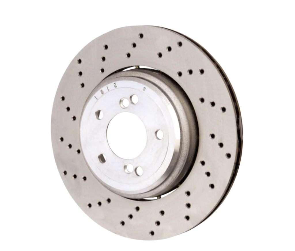 SHW 08-13 BMW M3 4.0L Left Rear Cross-Drilled Lightweight Brake Rotor (34212283803) - Black Ops Auto Works